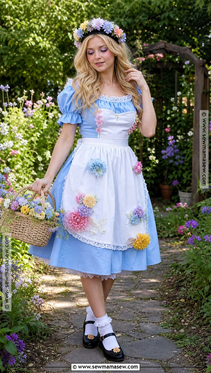 Floral Alice Costume With Flower Crown - 40 alice costume ideas
