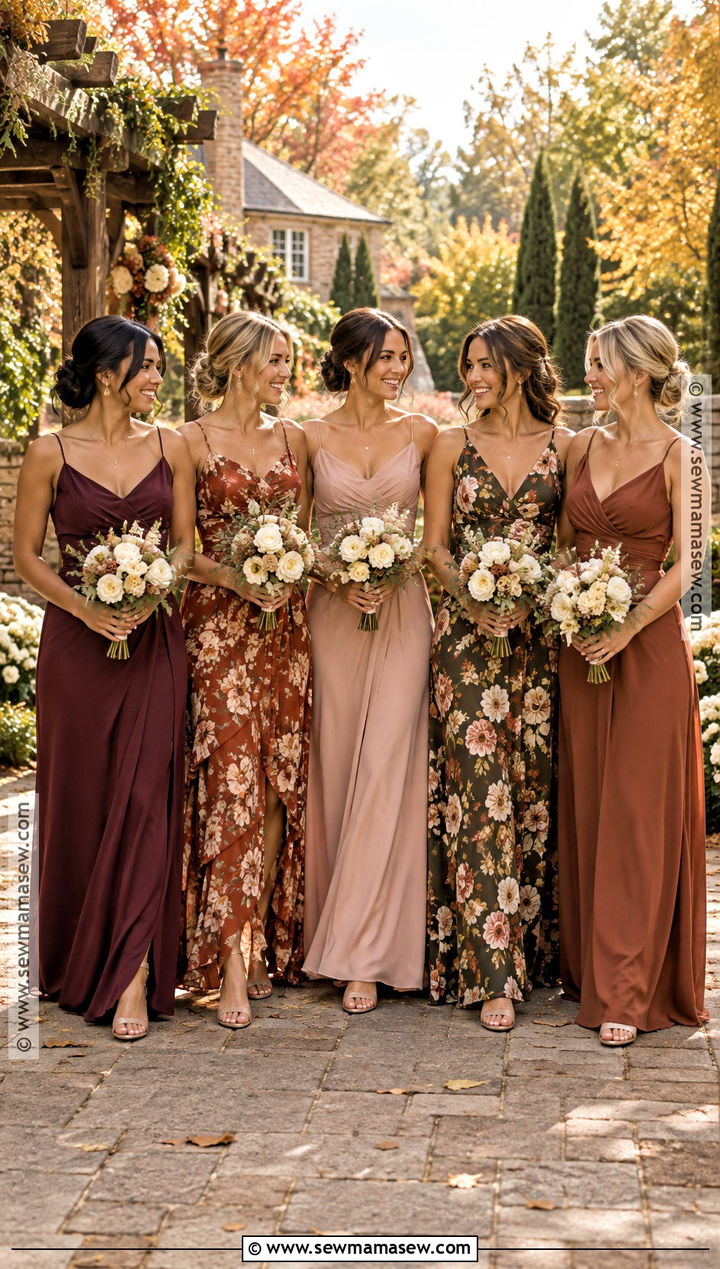 Floral And Solid Fall Bridesmaid Dresses - 20 bridesmaid dresses mismatched fall