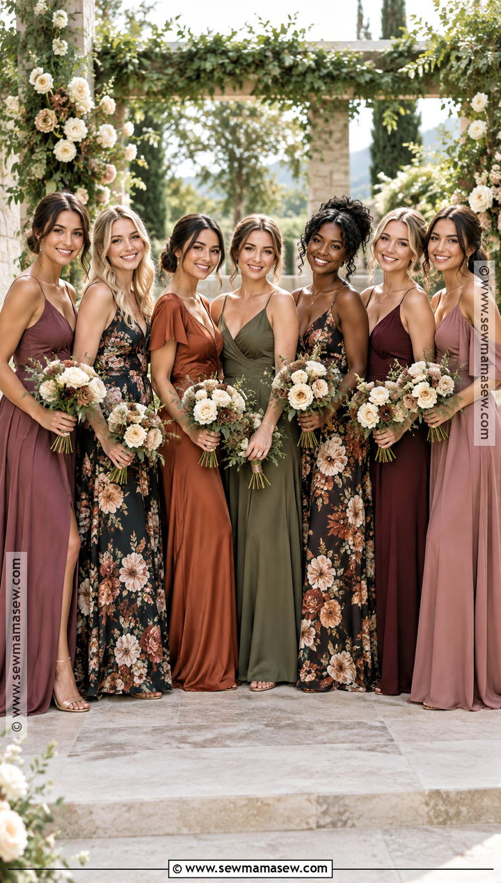 Floral And Solid Fall Bridesmaid Dresses - 15 Non Matching Bridesmaid Dresses Fall