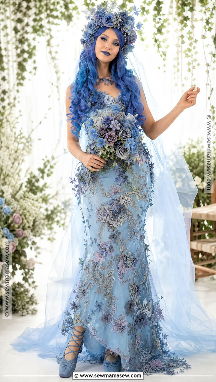 Floral Applique Emily Corpse Bride Dress - 30 Emily Corpse Bride Dress Ideas