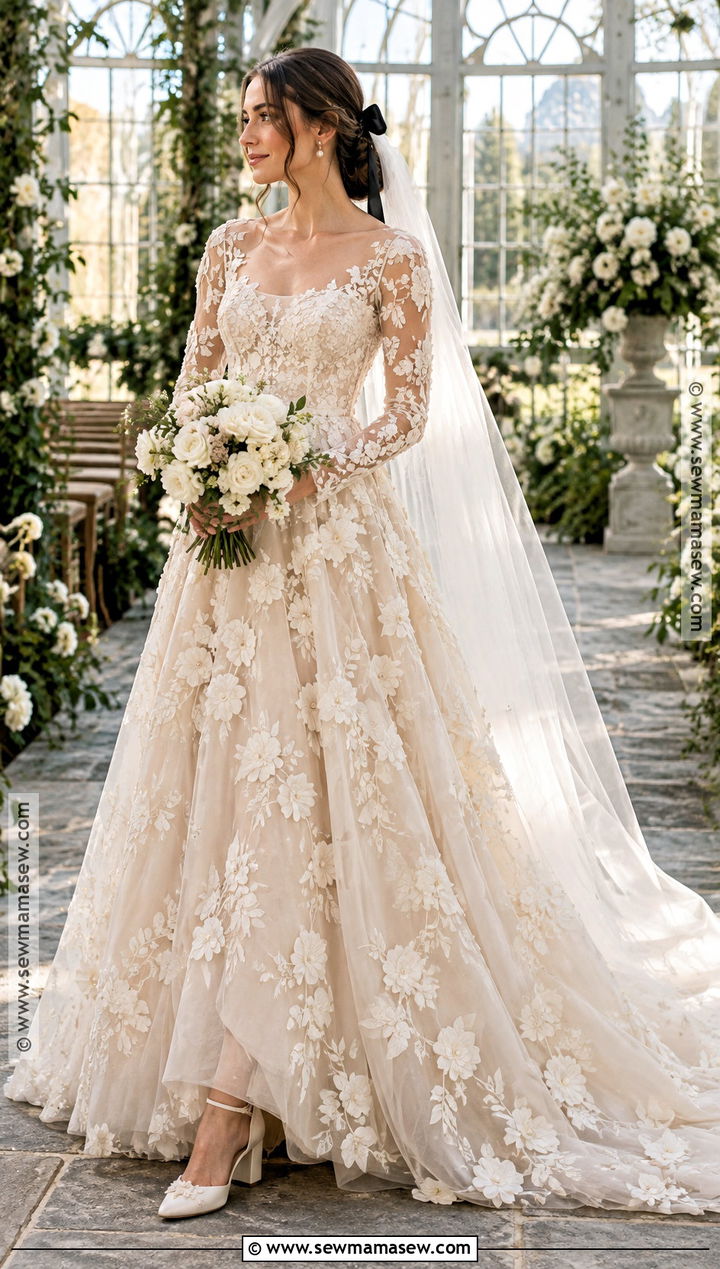 Floral Applique November Wedding Dress - 15 november wedding dress brides ideas