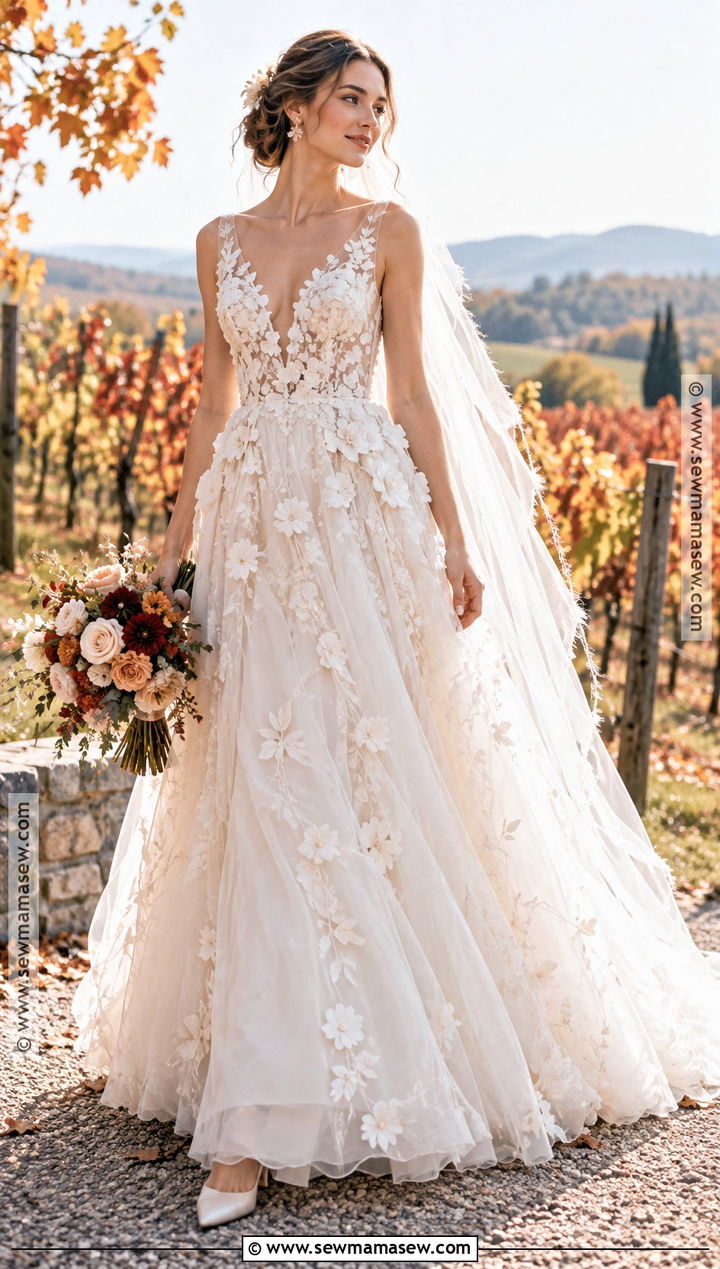 Floral Applique October Wedding Dress - 15 wedding dress october ideas
