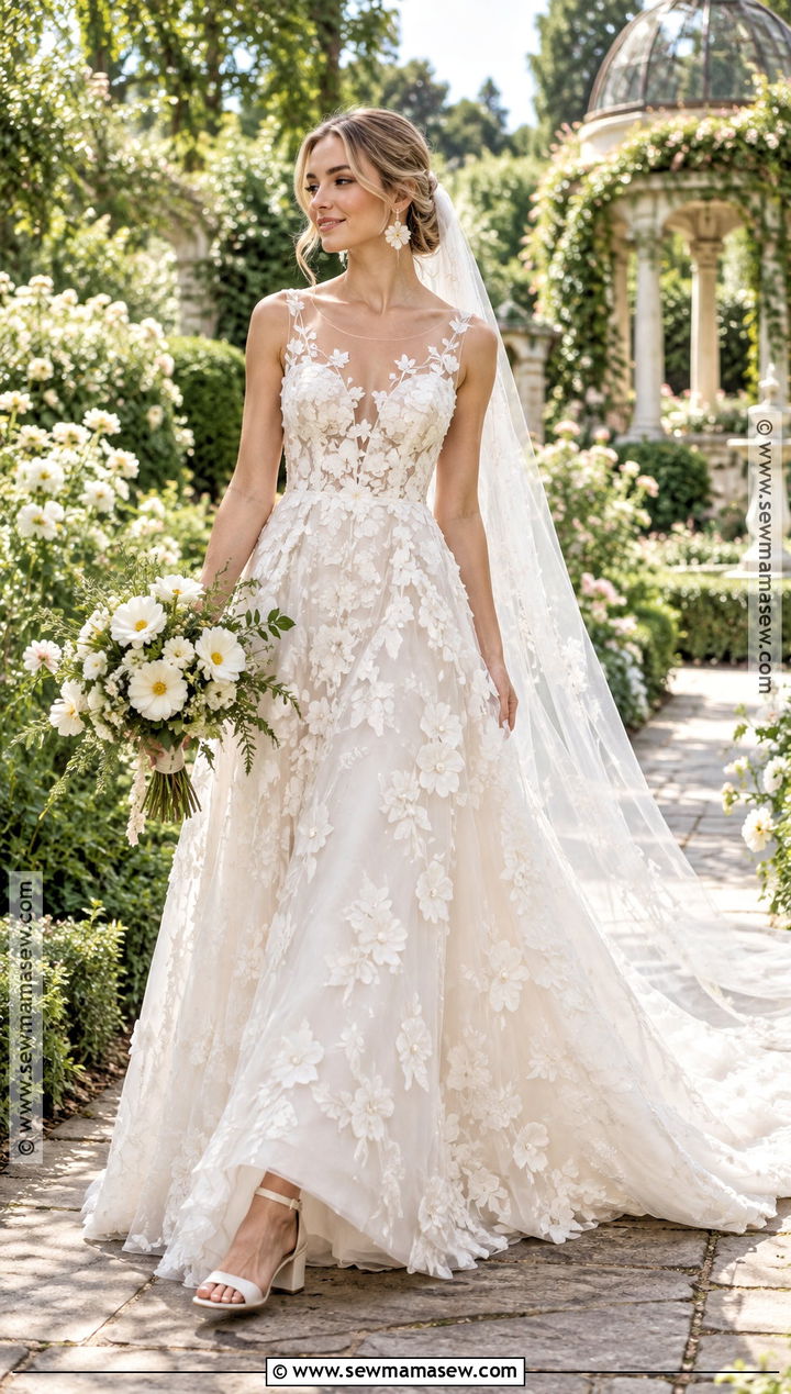 Floral Applique September Wedding Dress - 15 september wedding dresses bride