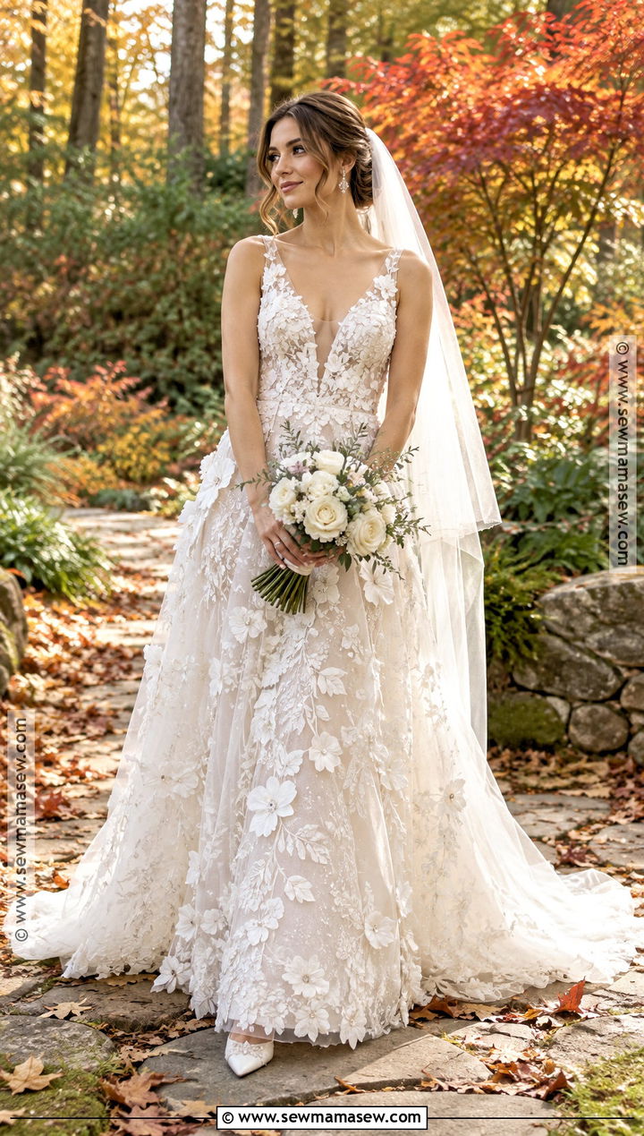 Floral Applique Wedding Dress - 15 Wedding Dresses For Autumn