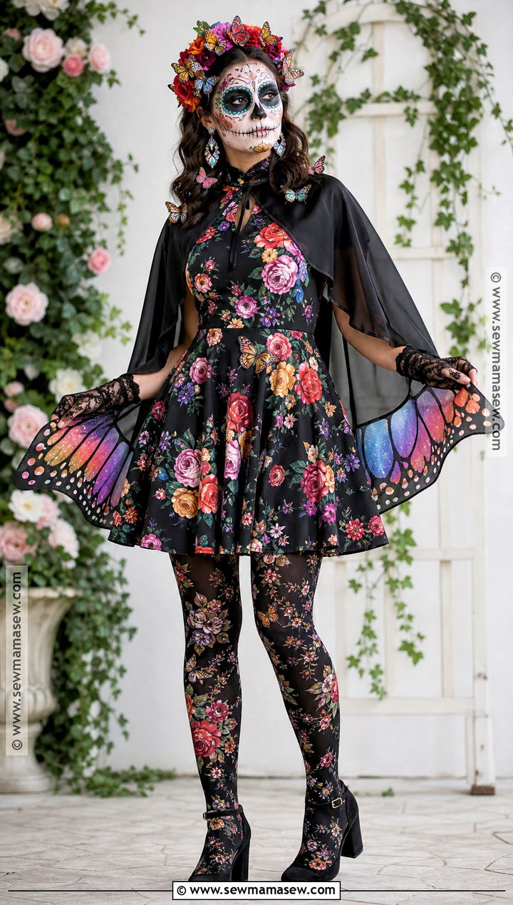 Floral Butterfly Sugar Skull Costume - 35 sugar skull costume ideas