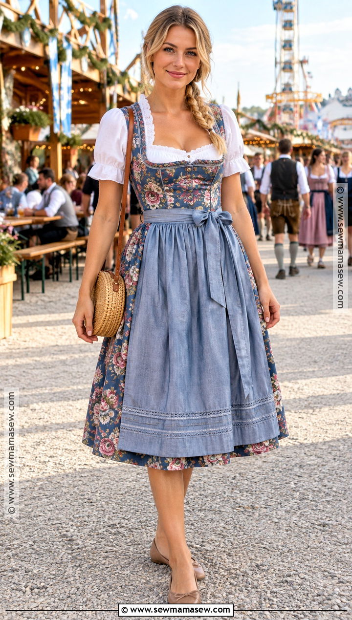 Floral Dirndl Oktoberfest Outfit - 15 October Fest Dress Ideas