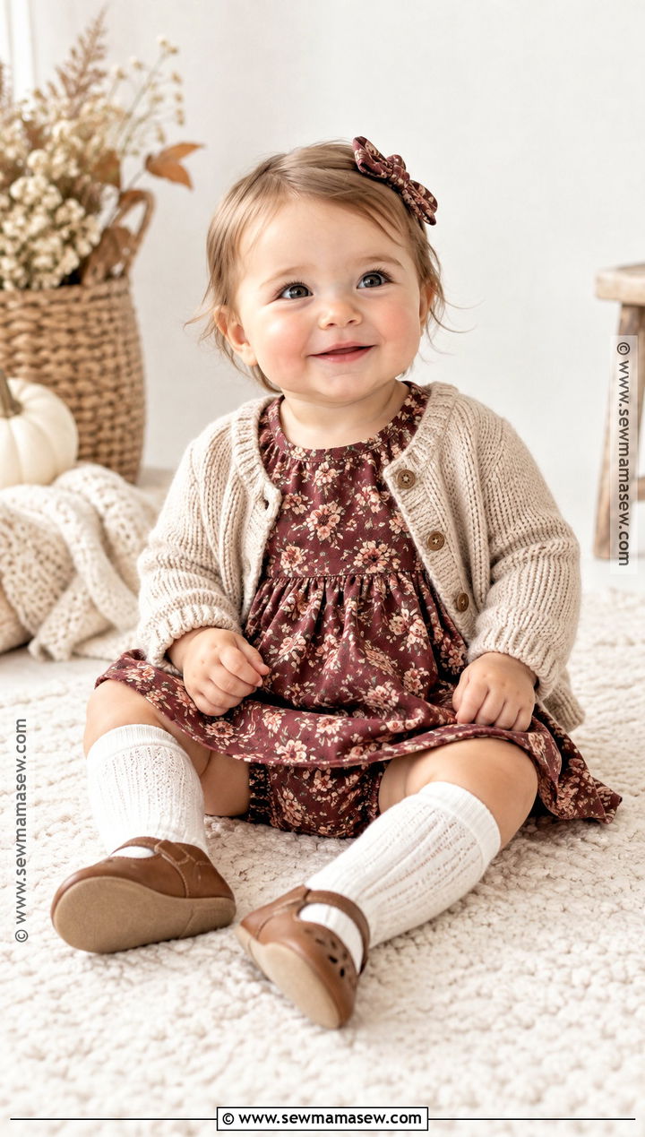 Floral Dress And Bloomers Baby Fall Outfit - 20 baby fall outfits for girls