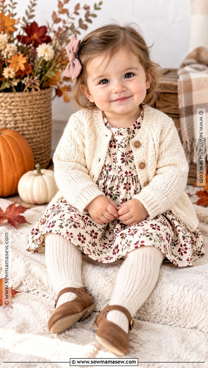 Floral Dress And Cardigan Baby Set - 15 autumn baby fashion set ideas