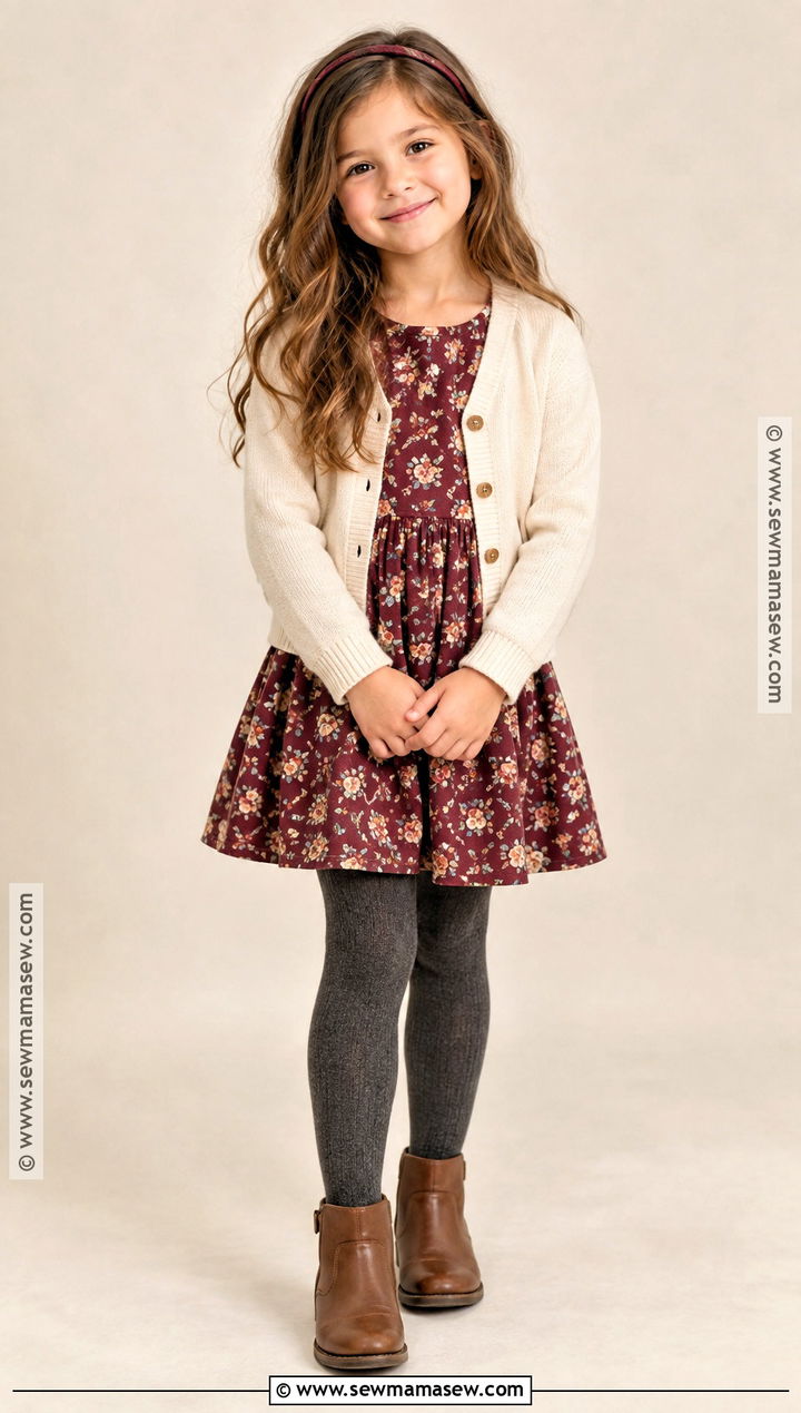 Floral Dress And Cardigan Fall Picture Day Outfit - 25 fall picture day outfits for kids
