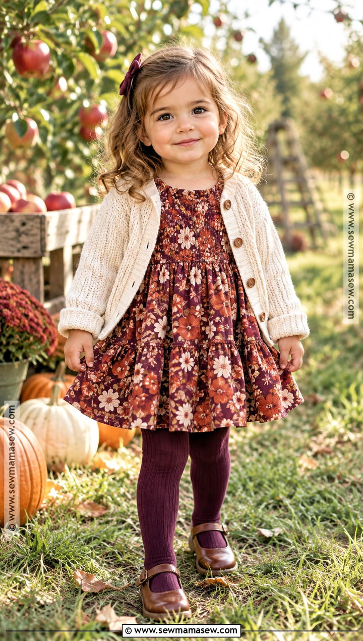 Floral Dress And Cardigan Fall Toddler Outfit - 15 fall themed toddler clothing ideas