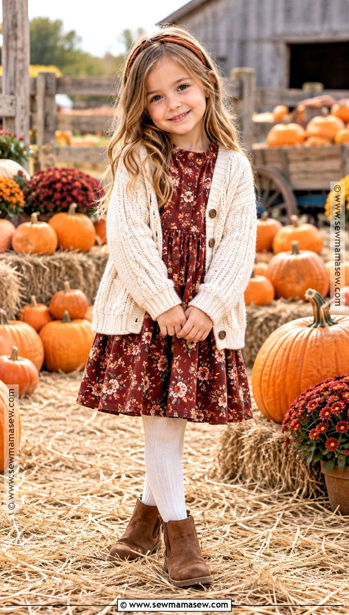 Floral Dress And Cardigan Pumpkin Patch Outfit - 25 pumpkin patch outfit ideas for kids