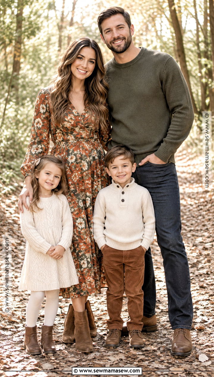 Floral Dress And Neutral Knit Family Outfit - 15 fall family session outfits