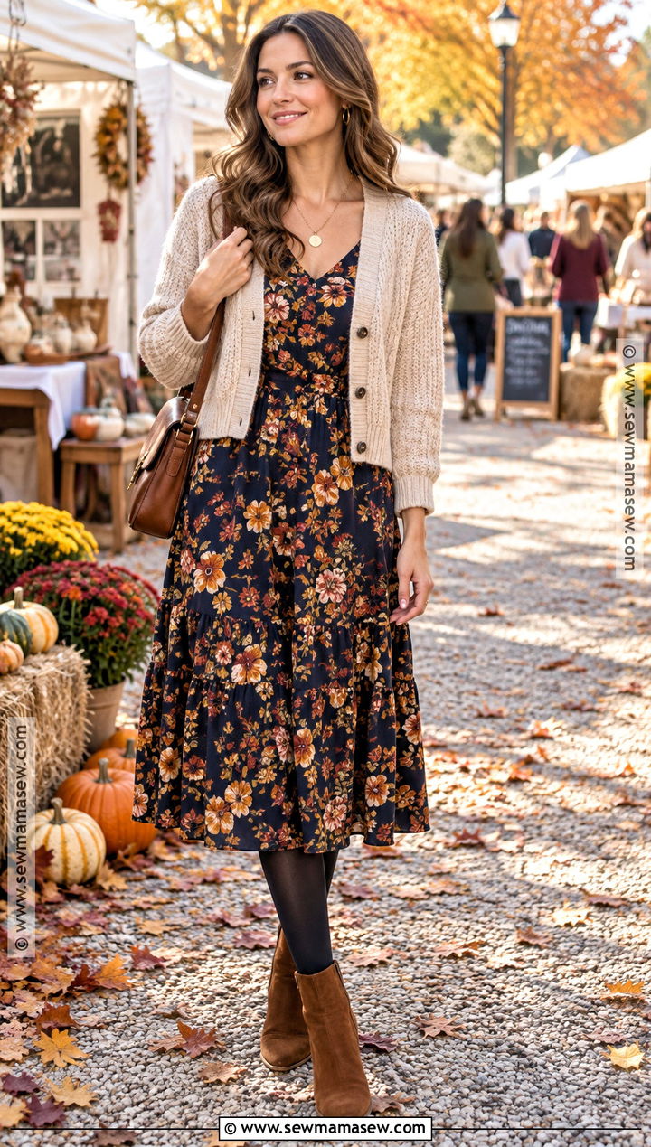 Floral Dress Autumn Festival Outfit - 25 autumn festival outfit ideas