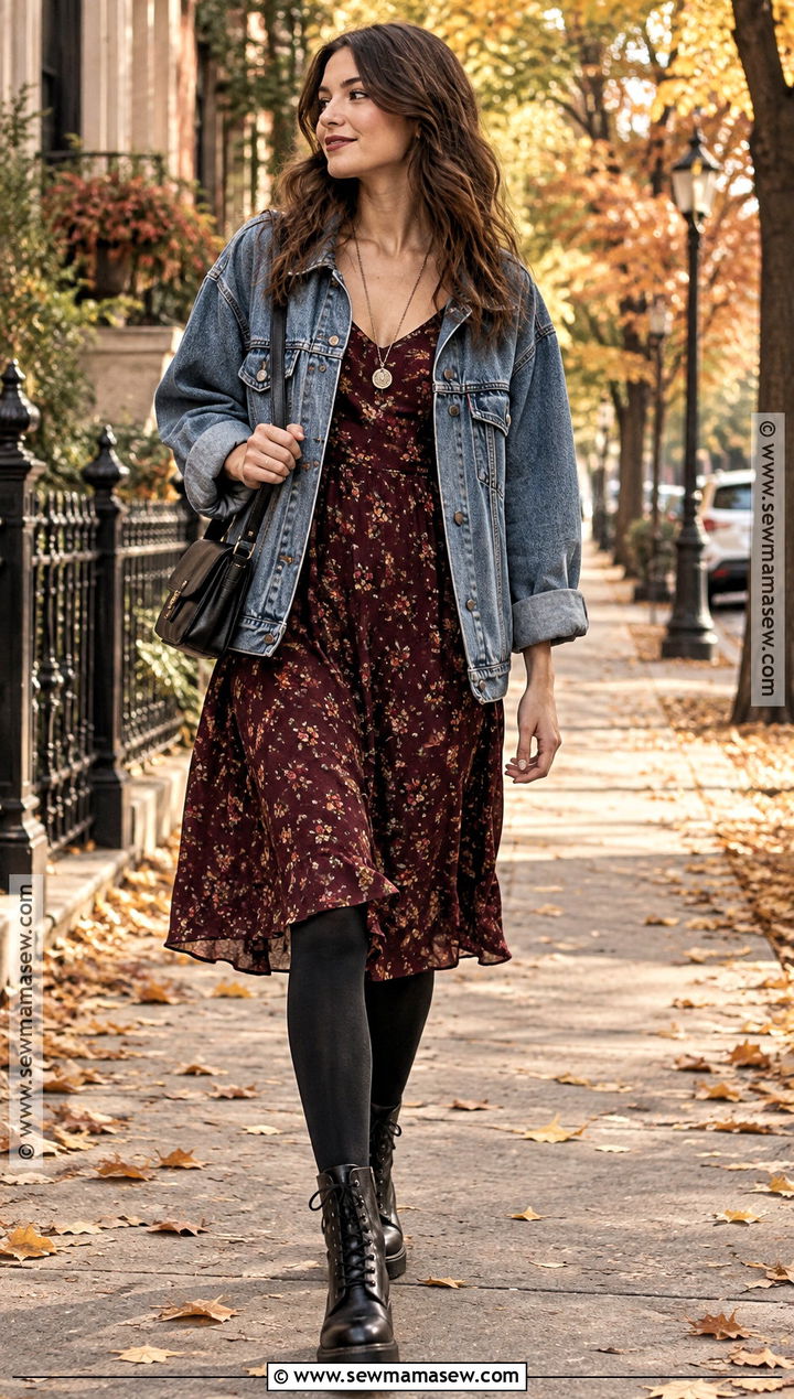 Floral Dress and Combat Boots 90s Fall Outfit - 20 90s fall outfits aesthetic