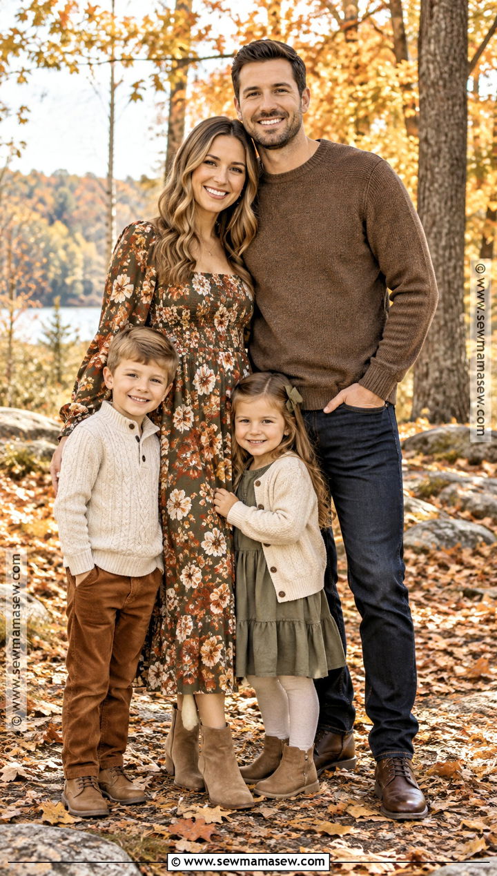 Floral Dress and Neutral Sweater Fall Family Outfits - 25 fall family outfits