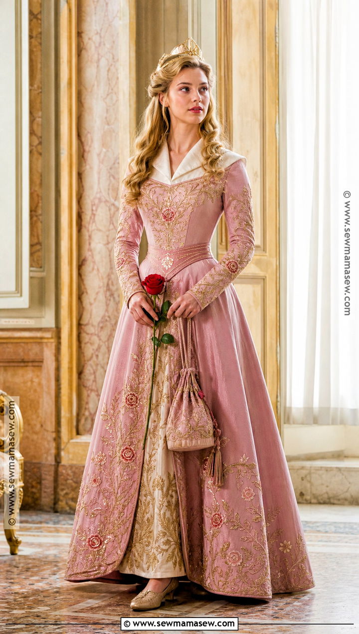Floral Embroidered Aurora Costume - 35 Aurora Sleeping Beauty Costume Ideas