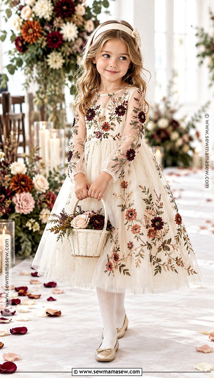 Floral Embroidered Flower Girl Dress - 15 November Flower Girl Dresses