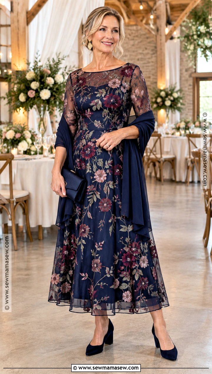 Floral Embroidered Mother Of The Bride Dress - 25 fall mother of the bride dresses rustic