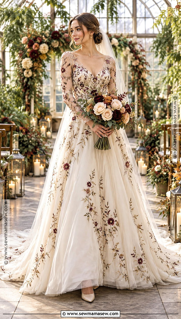 Floral Embroidered November Wedding Dress - 25 november wedding dress ideas
