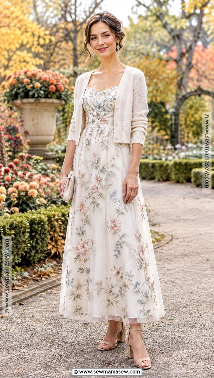 Floral Embroidered Wedding Dress - 15 Casual Wedding Dress Fall Ideas