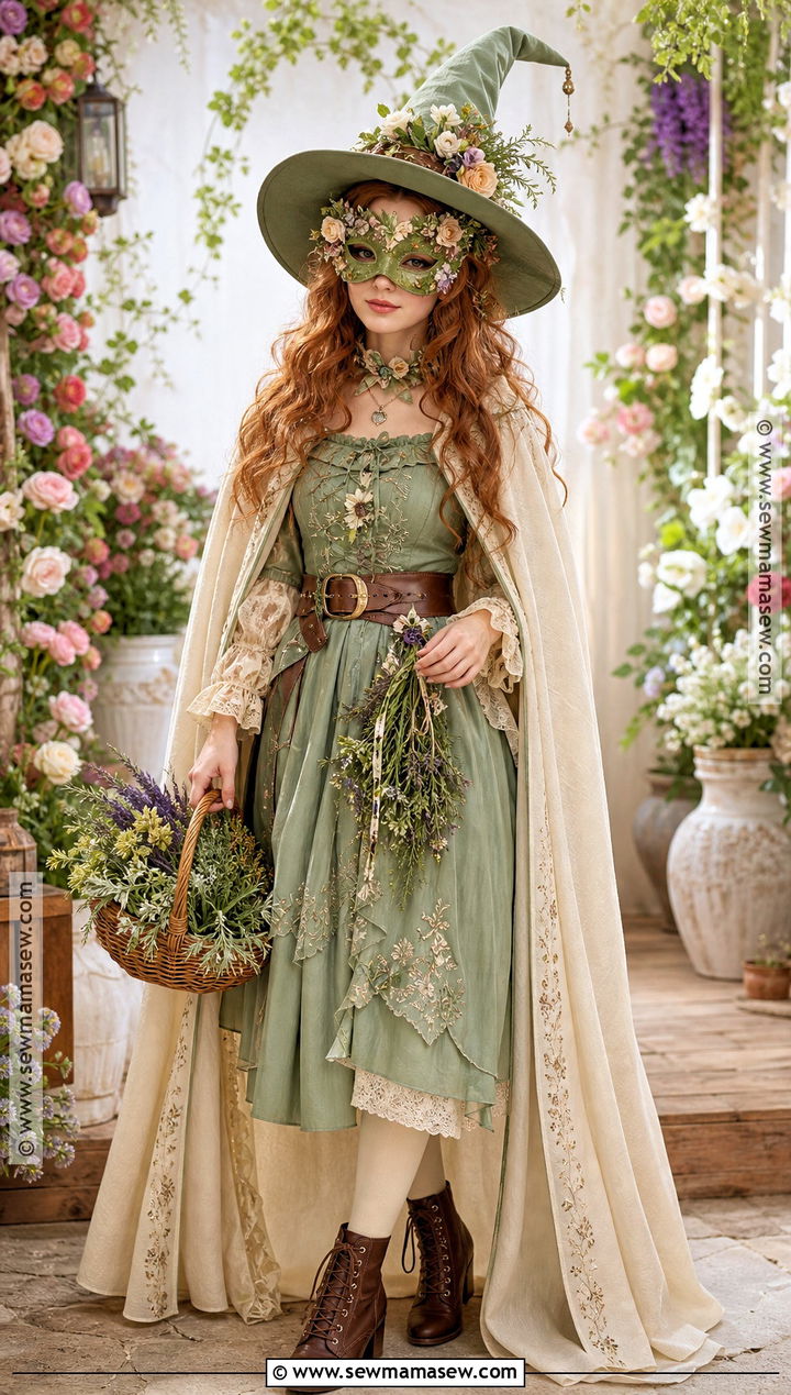 Floral Garden Witch Mask Costume - 30 witch mask ideas