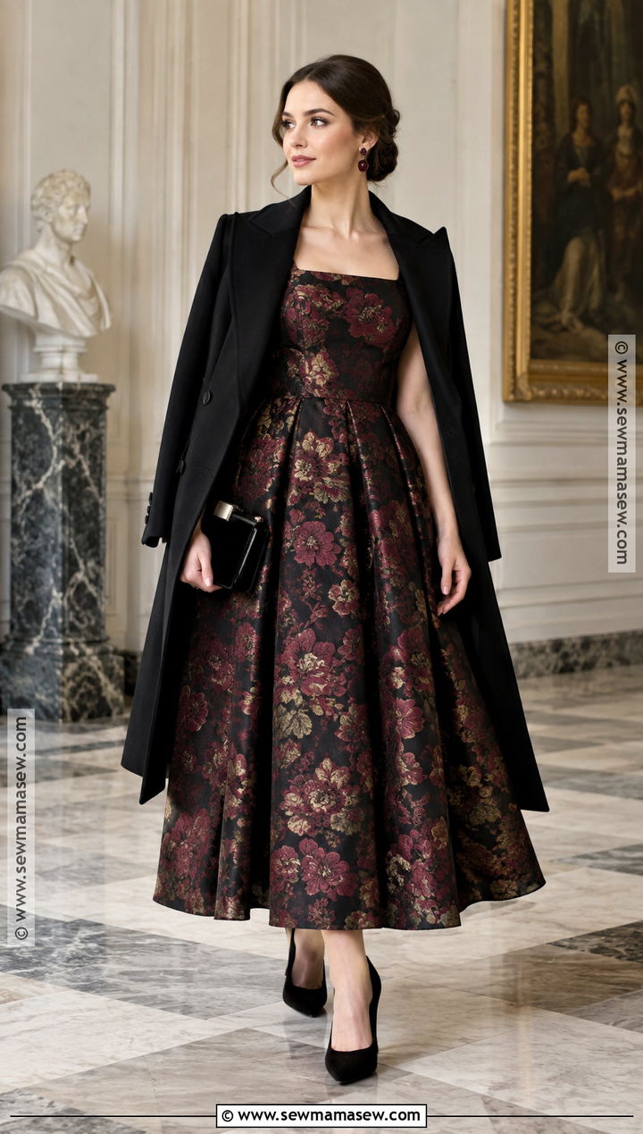 Floral Jacquard Fall Ball Dress - 20 Fall Ball Dresses