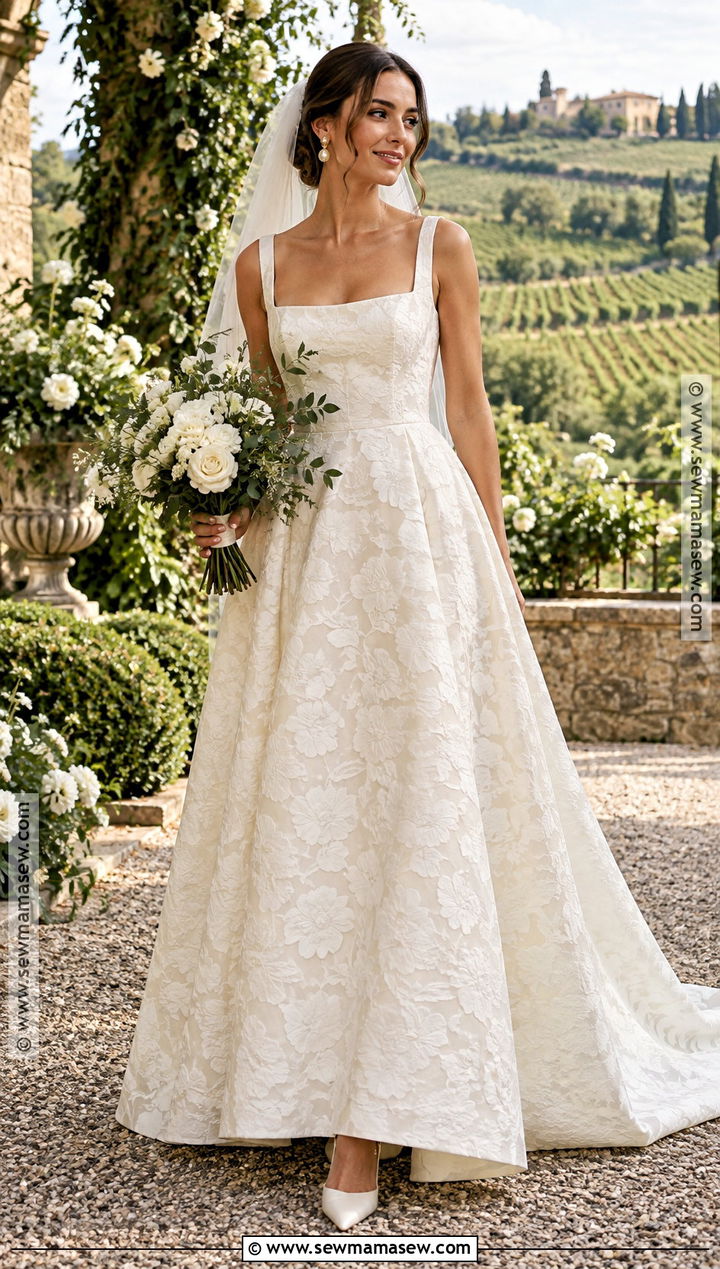Floral Jacquard October Wedding Dress - 15 Wedding Dresses October