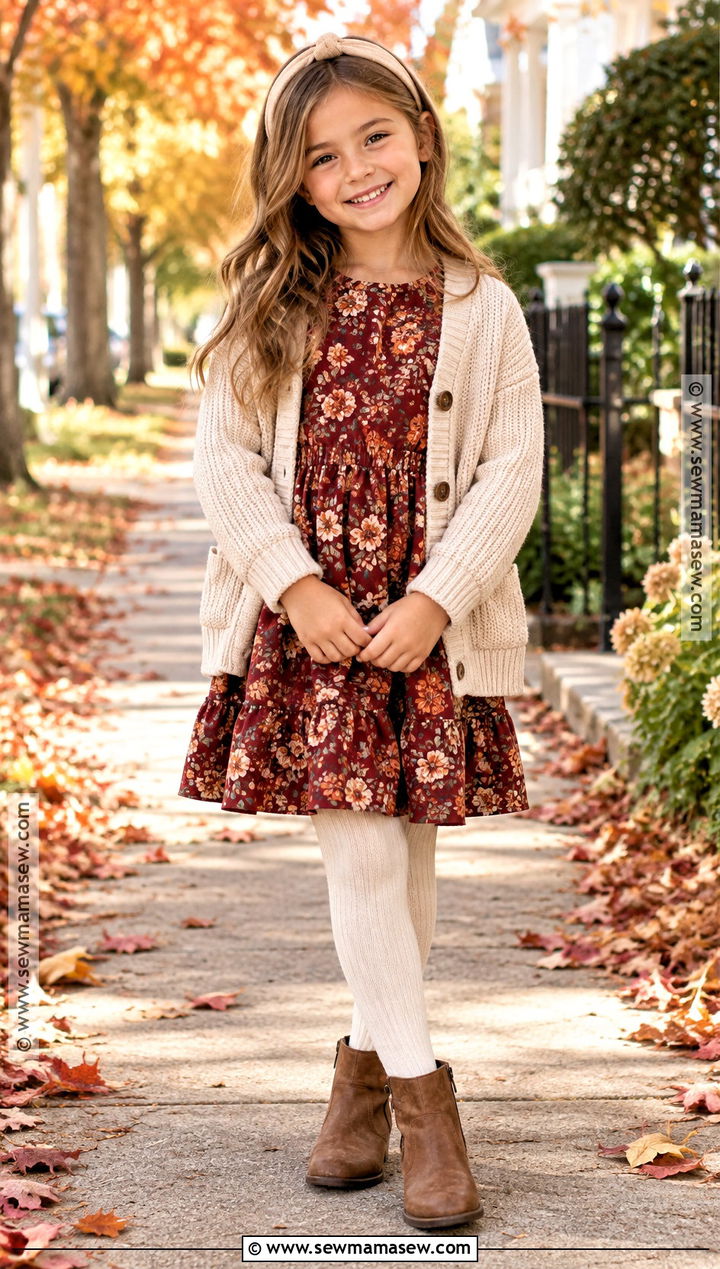 Floral Long Sleeve Autumn Dress - 15 girls autumn dresses