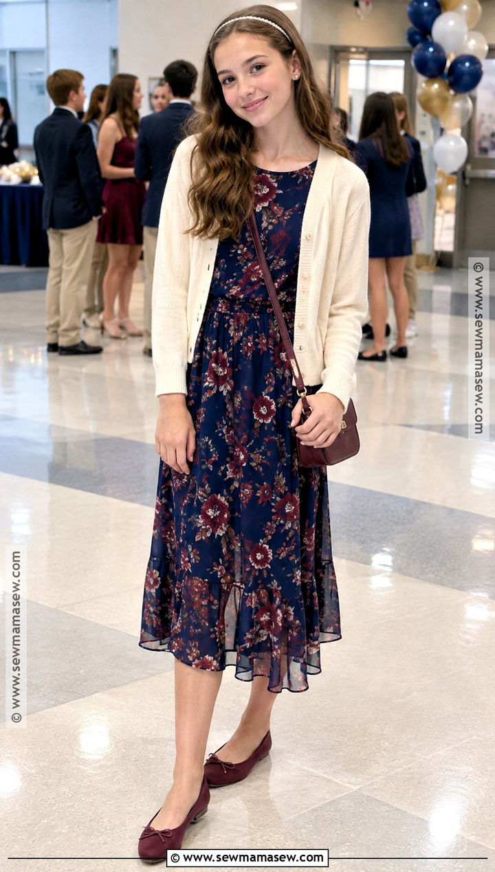 Floral Long Sleeve Fall Dance Dress - 20 Fall Dance Dresses Middle School