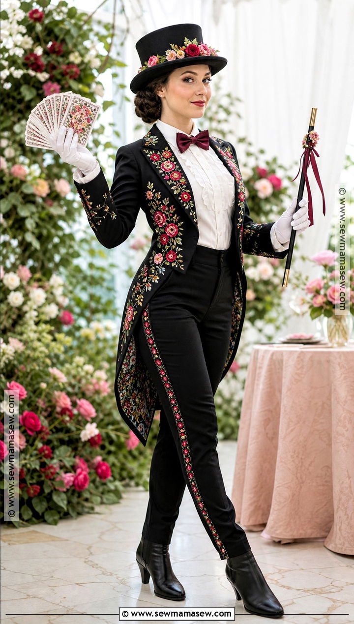 Floral Magician Costume With Embroidered Blazer - 35 Magician Costume Ideas for Women