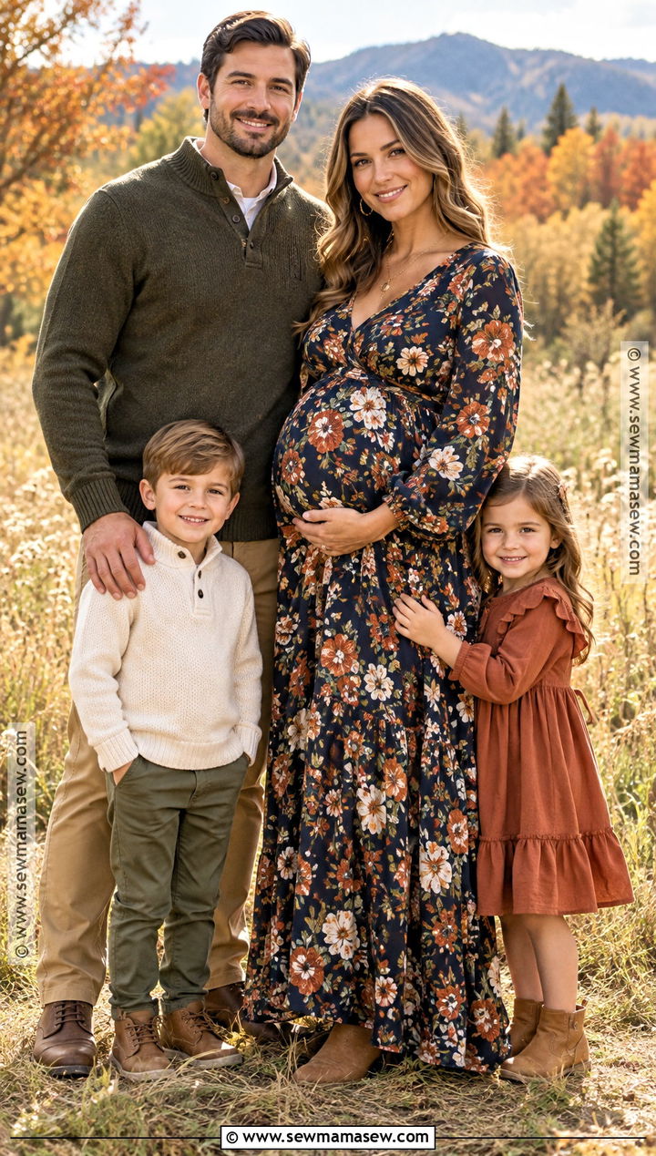 Floral Maternity Maxi Dress Fall Family Outfit - 15 fall family pictures outfits pregnant