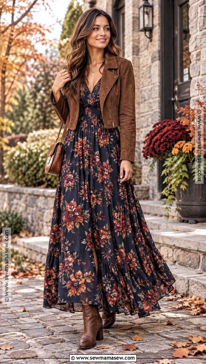 Floral Maxi Dress Autumn Birthday Outfit - 20 Birthday Autumn Outfit Ideas