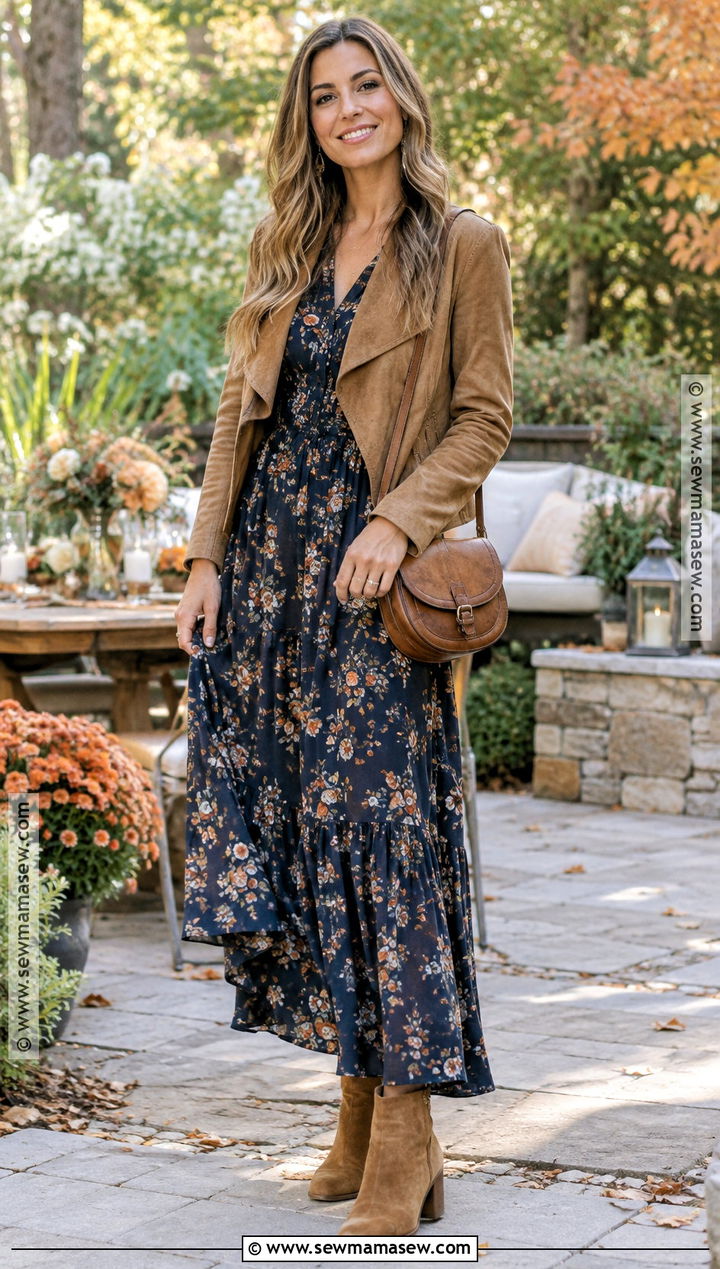 Floral Maxi Dress Fall Bachelorette Outfit - 20 Fall Bachelorette Party Outfit Ideas