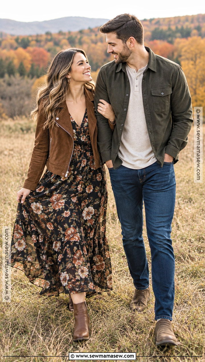 Floral Maxi Dress Fall Engagement Outfit - 15 cute fall engagement outfits