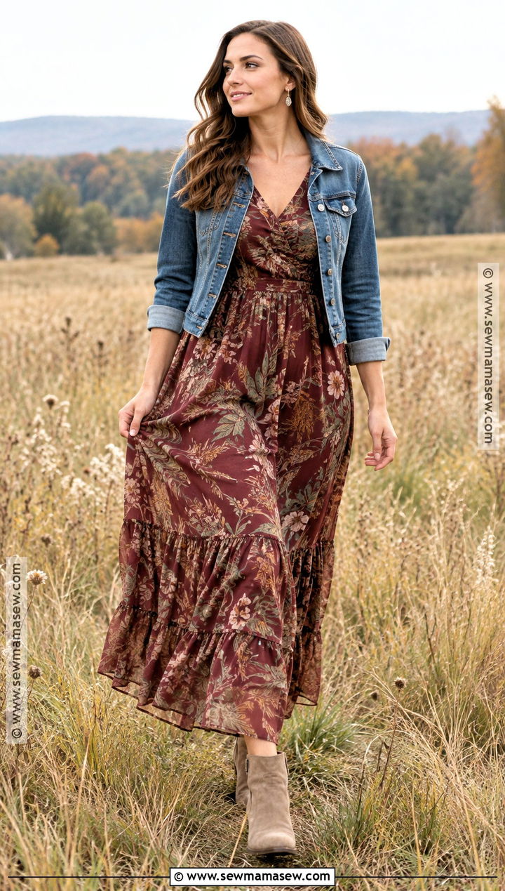 Floral Maxi Dress Fall Mini Shoot Outfit - 15 Fall Mini Shoot Outfits