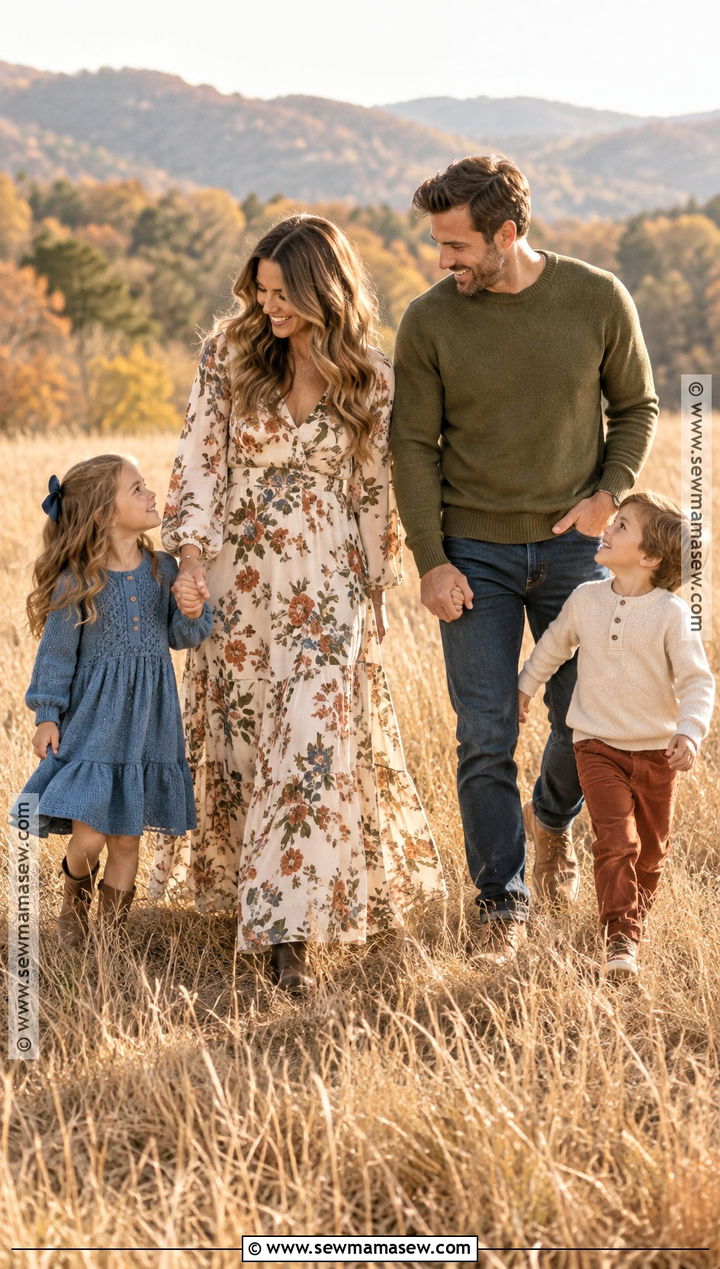 Floral Maxi Dress October Family Photo Outfits - 25 october family photos outfits