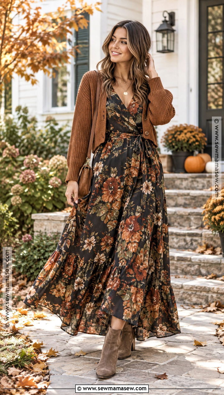 Floral Maxi Dress Thanksgiving Outfit - 15 thanksgiving outfits women aesthetic