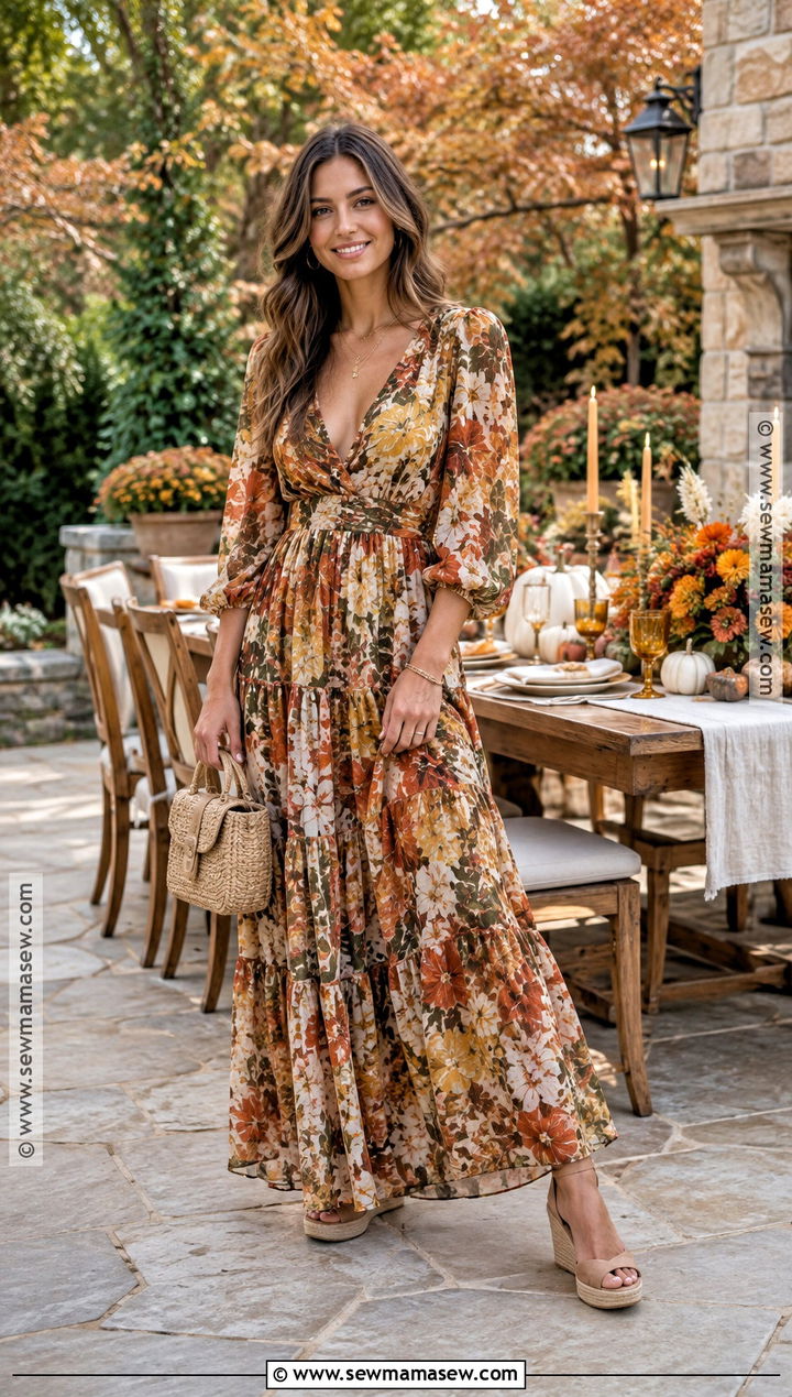 Floral Maxi Dress Thanksgiving Outfit - 15 thanksgiving outfit for warm weather ideas