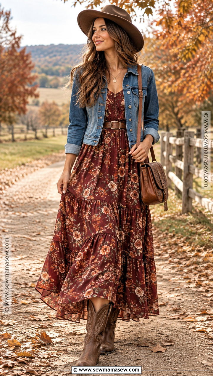 Floral Maxi Dress Vaquera Outfit - 20 fall vaquera outfits