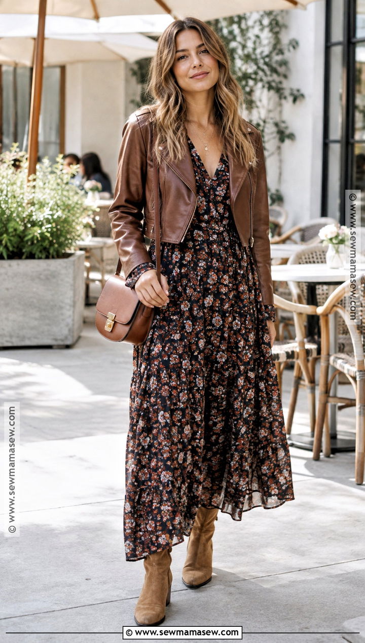 Floral Maxi Dress With Suede Boots - 15 fall dresses 2026