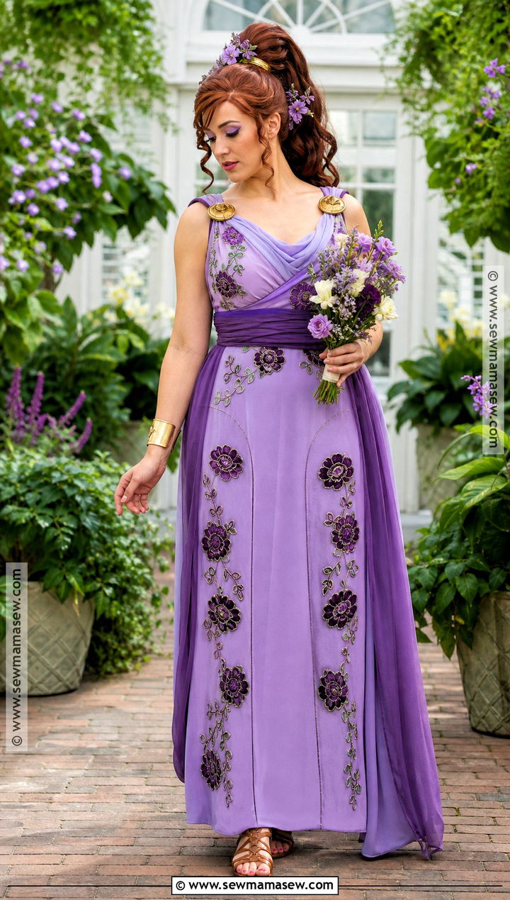 Floral Megara Cosplay With Lavender Embroidery - 35 megara cosplay ideas