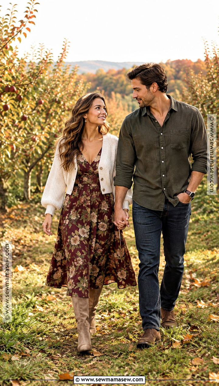 Floral Midi Dress And Suede Boots Engagement Outfit - 15 engagement fall outfits