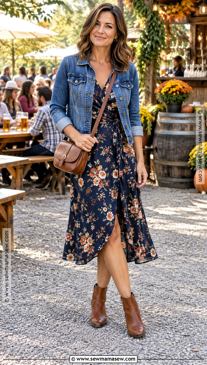 Floral Midi Dress Beer Festival Outfit - 15 fall beer festival outfit ideas
