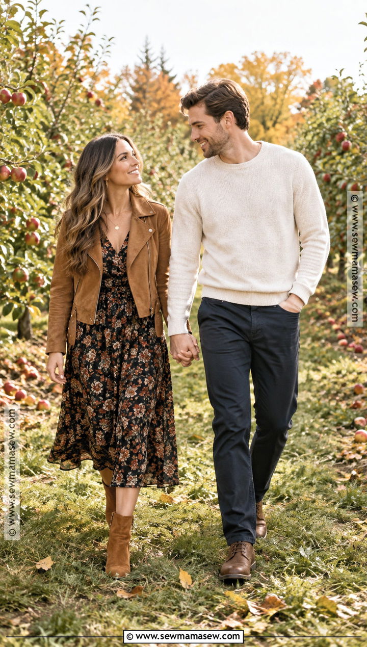Floral Midi Dress Fall Engagement Outfit - 20 fall engagement pictures outfit outdoor ideas