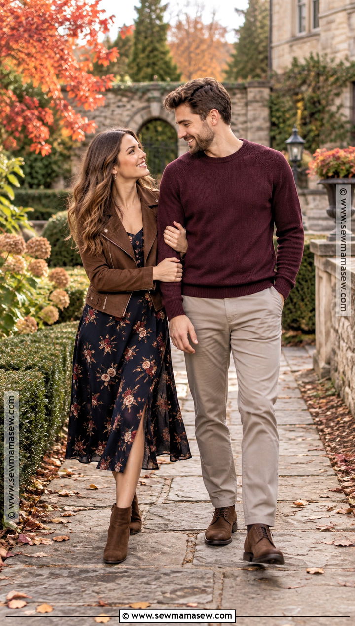 Floral Midi Dress Fall Engagement Outfit - 25 fall engagement pictures outfit ideas