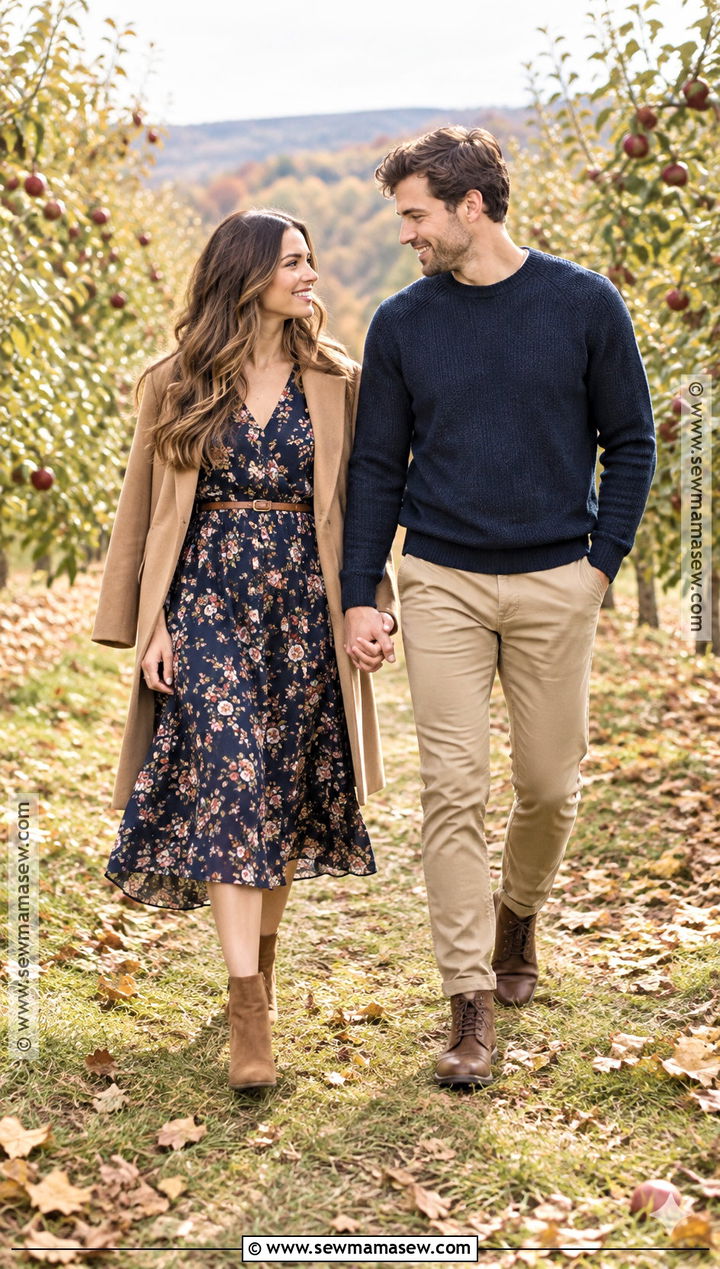 Floral Midi Dress Fall Engagement Outfit - 15 Outfits For Fall Engagement Pictures