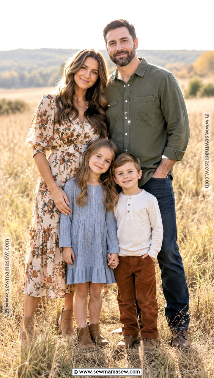 Floral Midi Dress Fall Family Outfit - 15 fall family outfits 2026