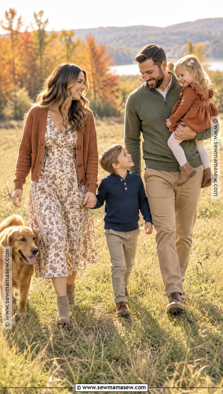 Floral Midi Dress Fall Family Picture Outfit - 15 fall family pictures outfits for moms