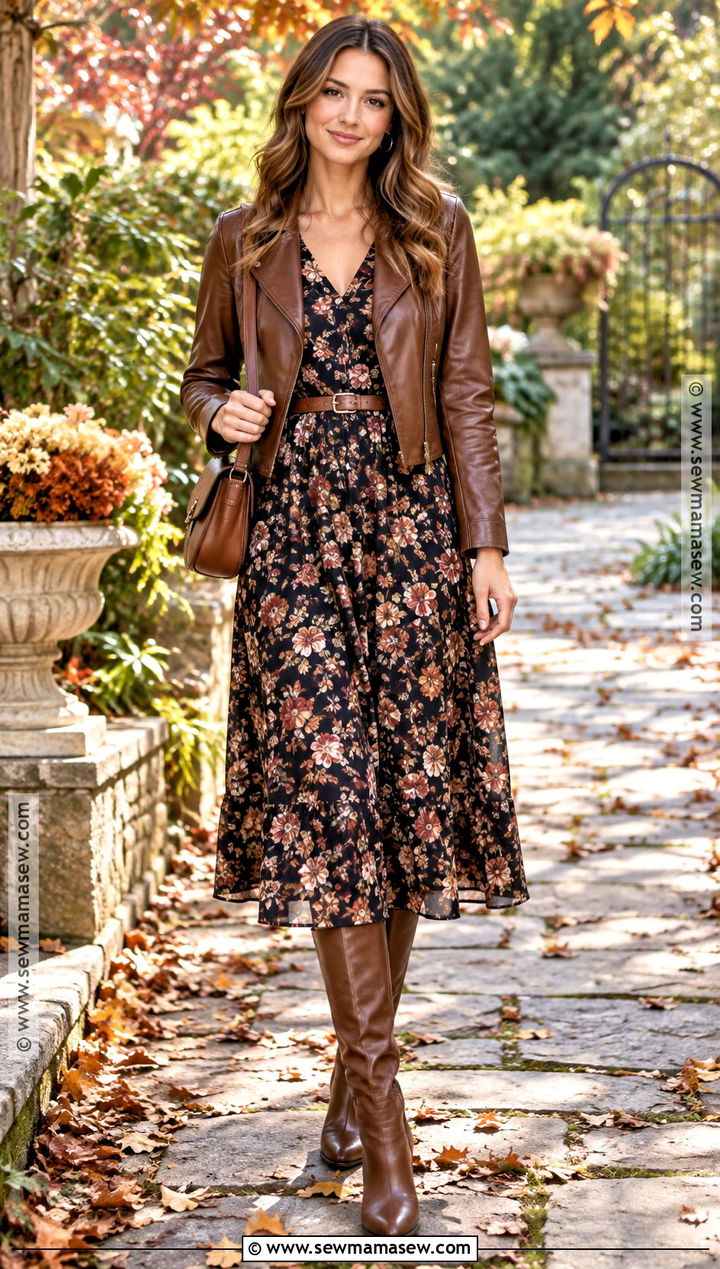 Floral Midi Dress Fall Outfit - 25 fall styles
