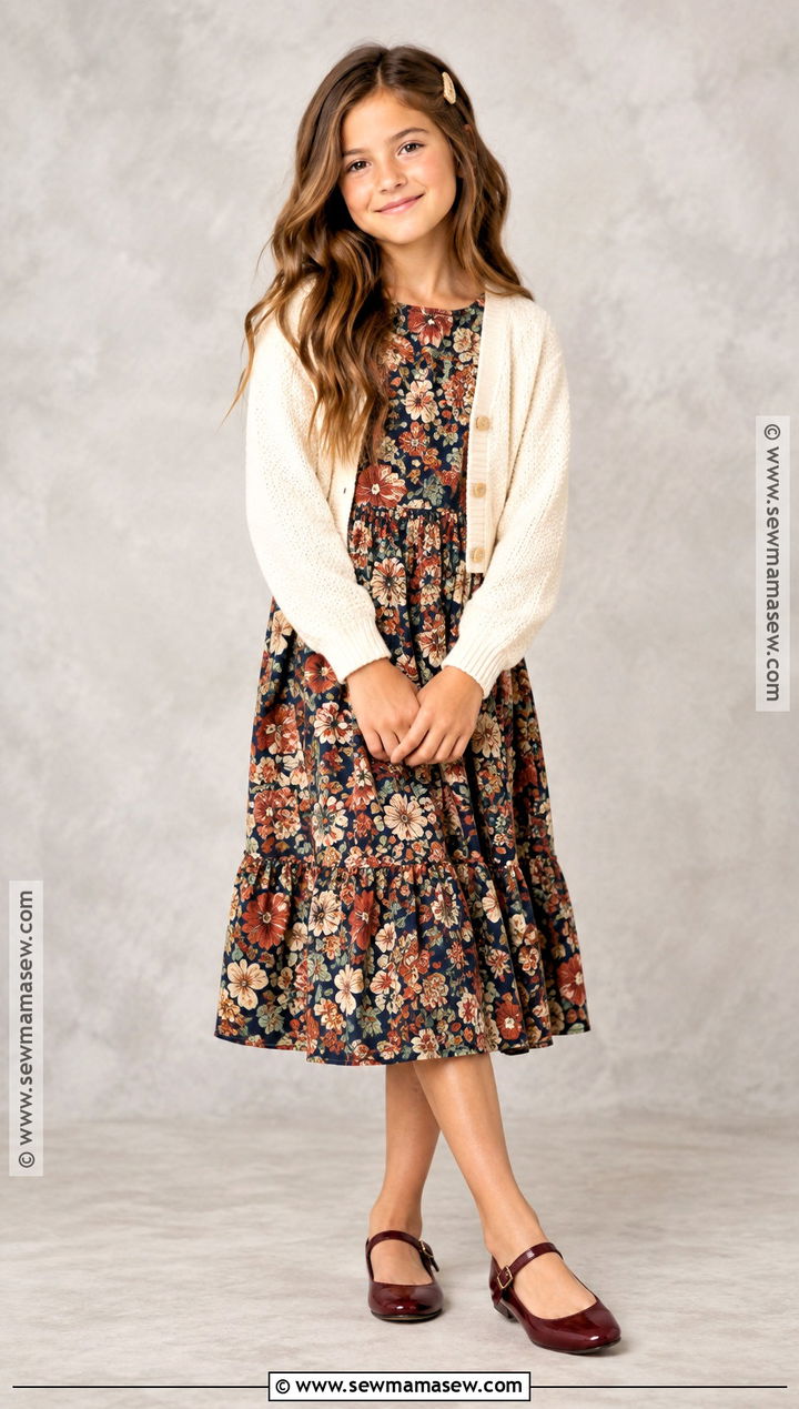 Floral Midi Dress Fall Picture Day Outfit - 20 fall picture day outfits